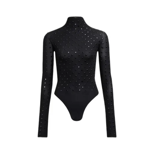 Rhinestone High-Neck Bodysuit