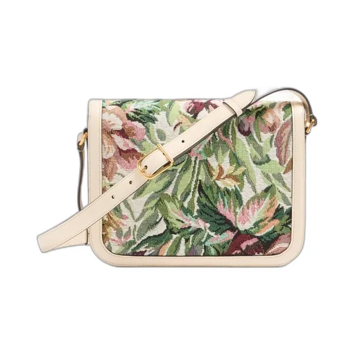 Valentino Floral Patterned Foldover Top Shoulder Bag