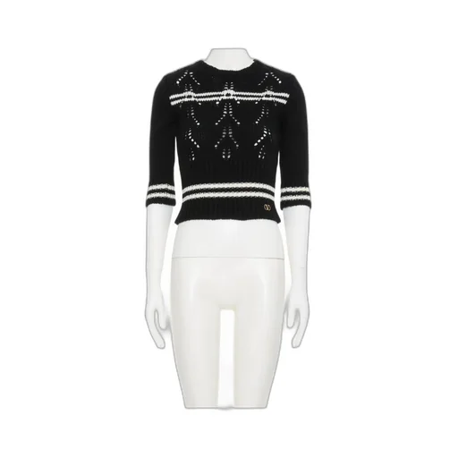 Valentino Vlogo Plaque Open Knit Jumper