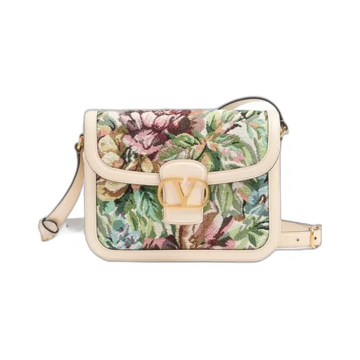 Valentino Floral Patterned Foldover Top Shoulder Bag
