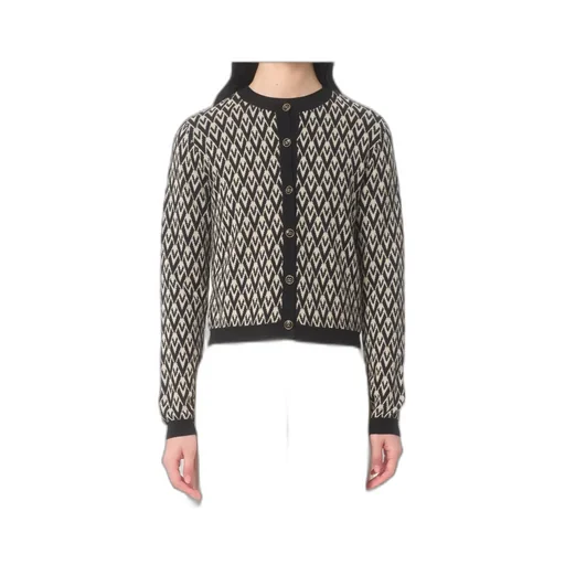 Valentino Toute La V-Jacquard Button-Up Cardigan
