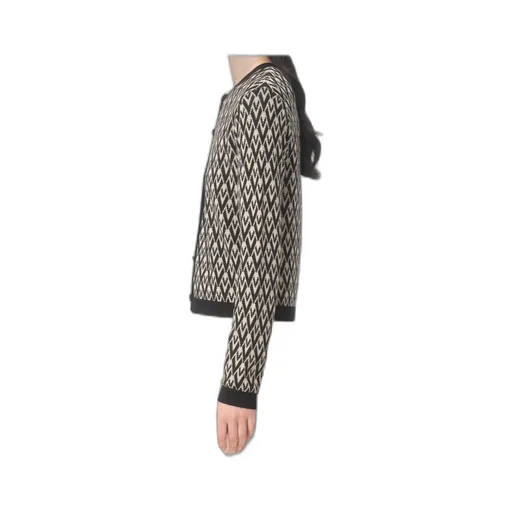Valentino Toute La V-Jacquard Button-Up Cardigan