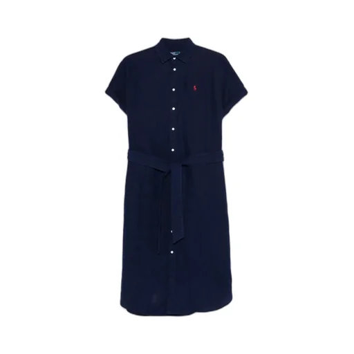 Polo Ralph Lauren Logo Embroidered Oxford Midi Shirt Dress
