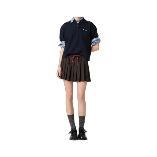 Miu Miu Drawstring Pleated Mini Skirt