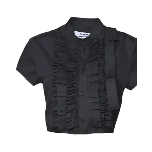 Msgm Cropped Ruffled Shirt
