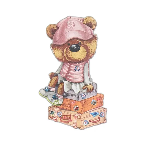 Teddy Bear Motif Cotton T-Shirt