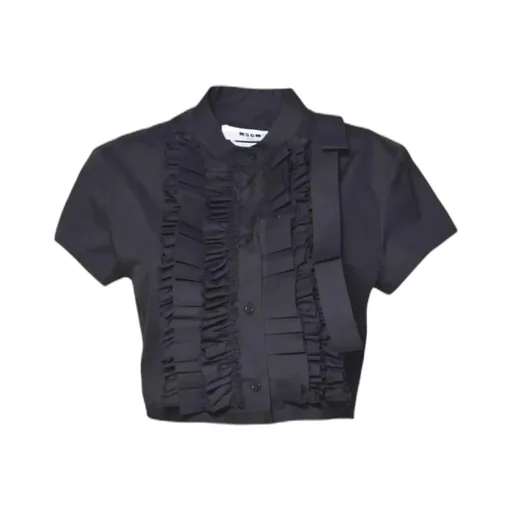 Msgm Cropped Ruffled Shirt