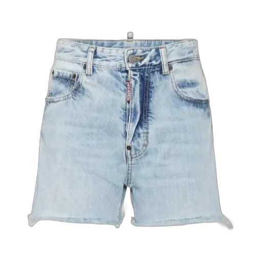 Dsquared2 Logo-Patch Distressed Denim Shorts