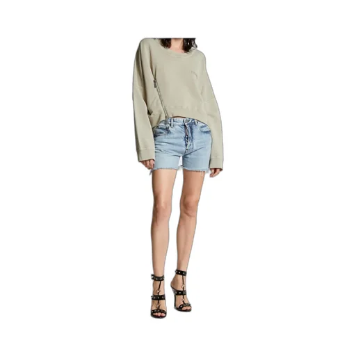Dsquared2 Logo-Patch Distressed Denim Shorts
