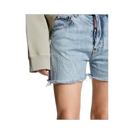 Dsquared2 Logo-Patch Distressed Denim Shorts