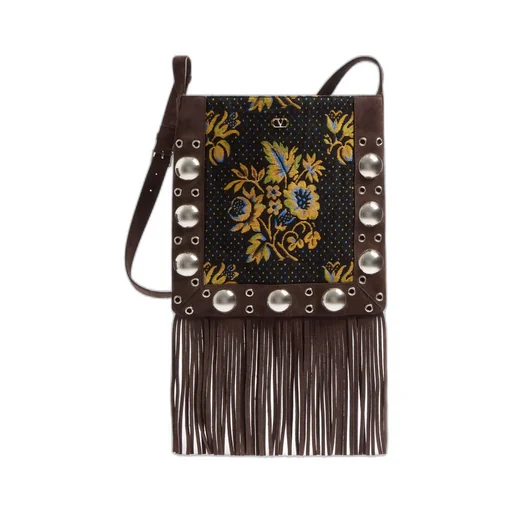 Valentino NellcÔTe Jacquard Fringed Edge Shoulder Bag