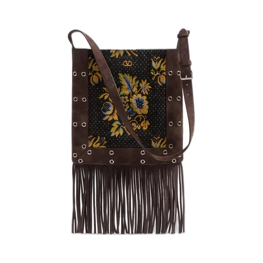 Valentino NellcÔTe Jacquard Fringed Edge Shoulder Bag