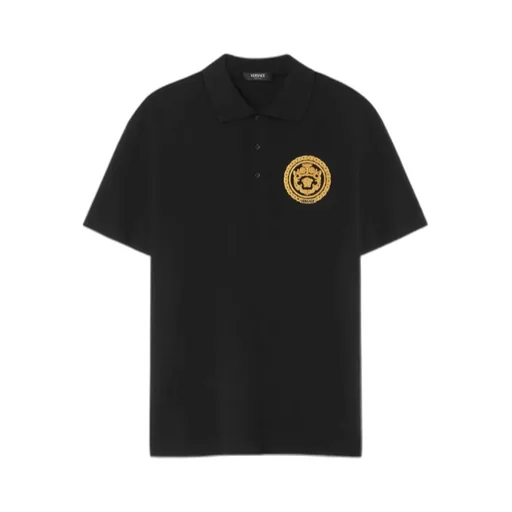 Versace Medusa-Printed Short-Sleeved Polo Shirt