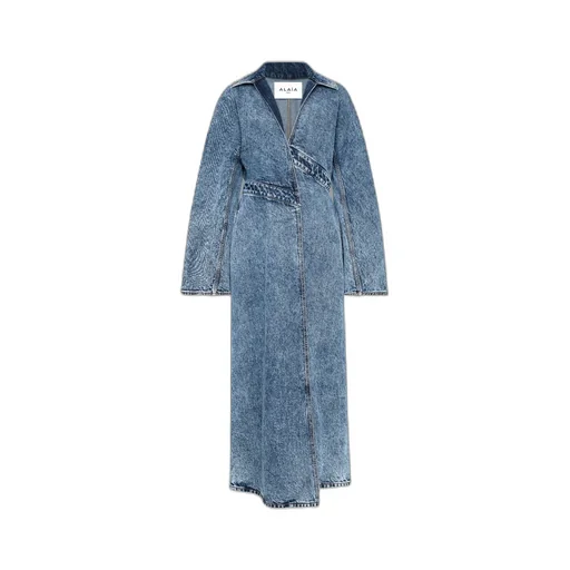 AlaÏA Spiral Denim Trench Coat