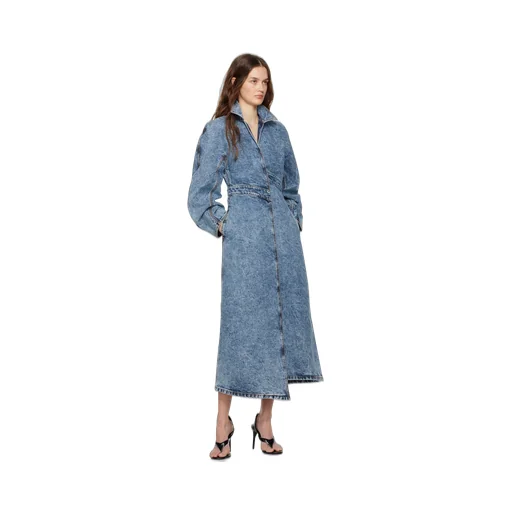 AlaÏA Spiral Denim Trench Coat