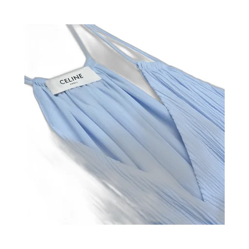 Embroidered Long Dress In Cotton Silk Crepon