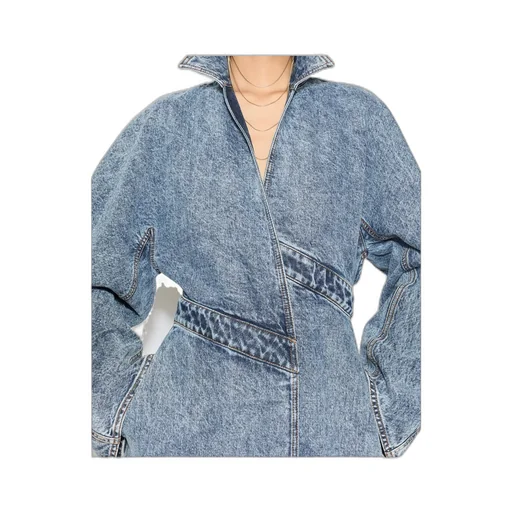AlaÏA Spiral Denim Trench Coat