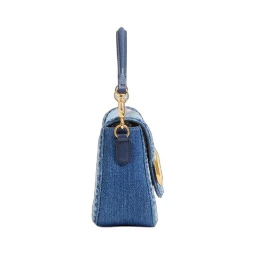 Valentino Garavani Logo Plaque Denim Shoulder Bag