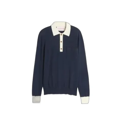 Valentino Button Detailed Long-Sleeved Polo Shirt