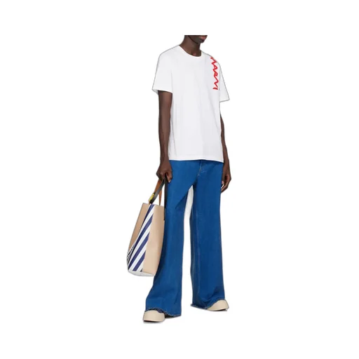 Marni Logo Printed Striped Tote Bag