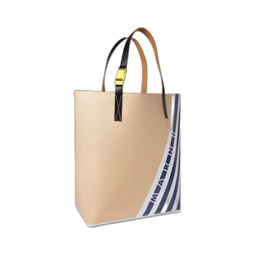 Marni Logo Printed Striped Tote Bag