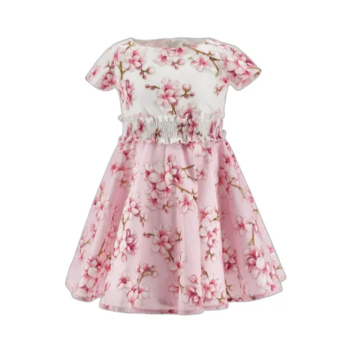 Monnalisa Peach Blossom Flared Dress