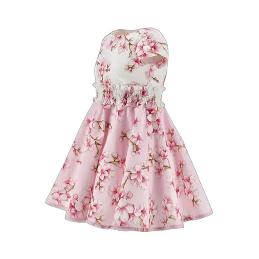 Monnalisa Peach Blossom Flared Dress
