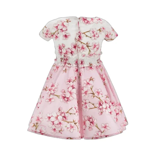 Monnalisa Peach Blossom Flared Dress