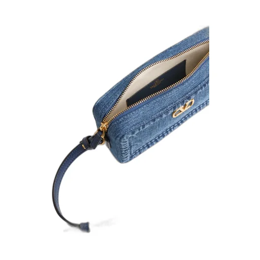 Valentino Alltime Vlogo Plaque Denim Shoulder Bag