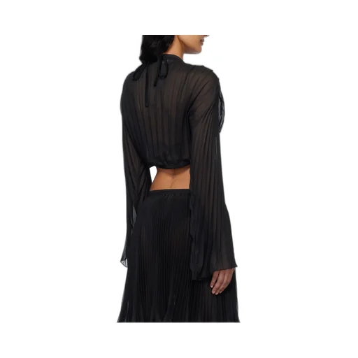 Versace V-Neck Pleated Cropped Blouse