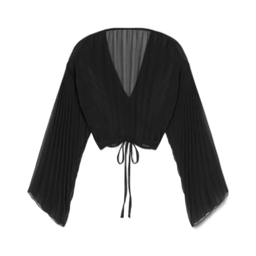 Versace V-Neck Pleated Cropped Blouse