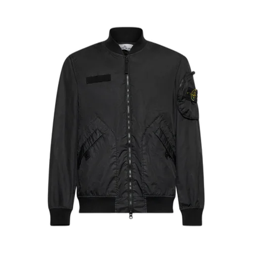Stone Island Logo Patch Zip-Up Bomber Jacket