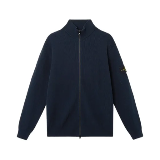 Stone Island Logo Patch Zip-Up Cardigan