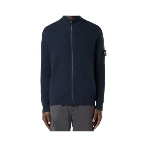 Stone Island Logo Patch Zip-Up Cardigan