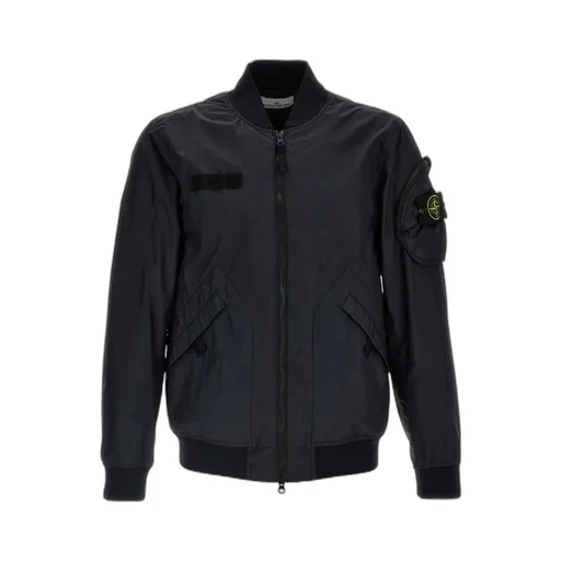 Stone Island Logo Patch Zip-Up Bomber Jacket