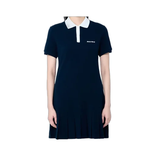 Miu Miu Logo-Embroidered Short-Sleeved Mini Polo Dress