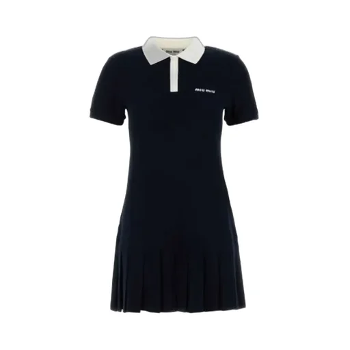 Miu Miu Logo-Embroidered Short-Sleeved Mini Polo Dress