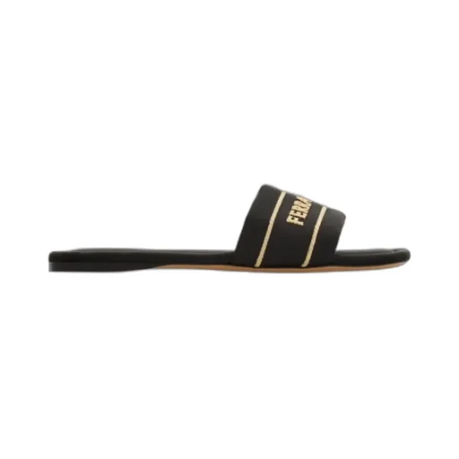 Ferragamo Logo Embroidered Slides
