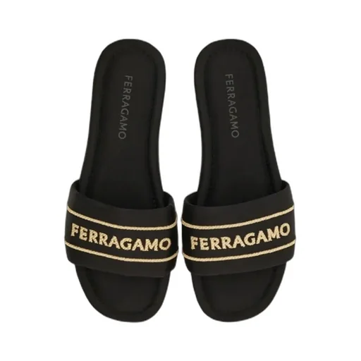 Ferragamo Logo Embroidered Slides