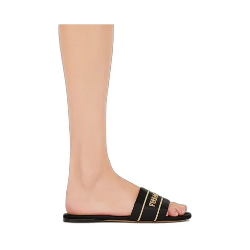 Ferragamo Logo Embroidered Slides