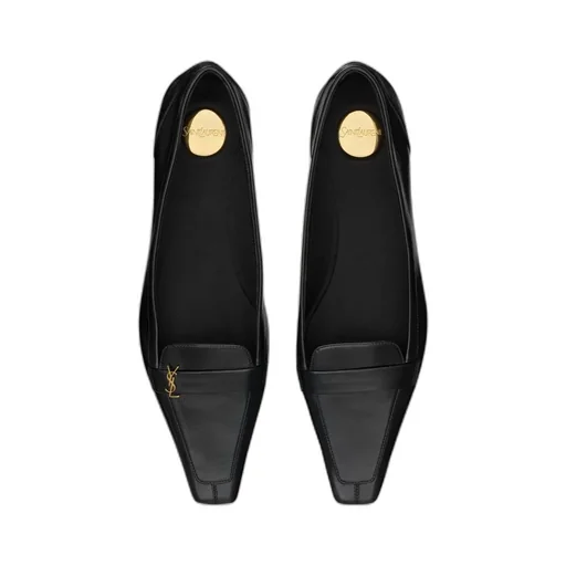 Saint Laurent Poppy Square-Toe Ballerina Shoes