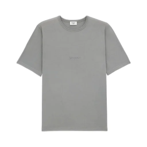 Saint Laurent Logo Embroidered Crewneck T-Shirt