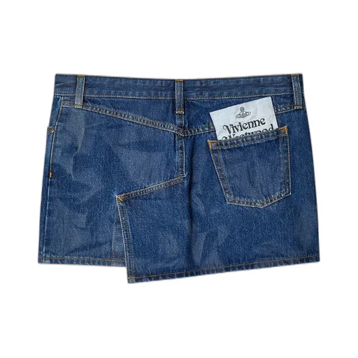 Vivienne Westwood Crease Effect Denim Mini Skirt