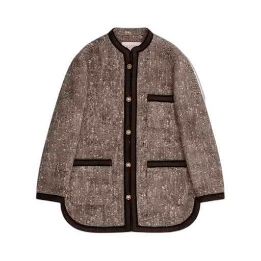 Valentino Button-Up Crewneck Jacket