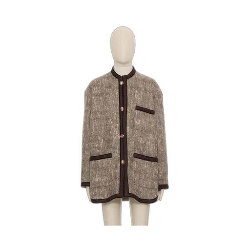 Valentino Button-Up Crewneck Jacket