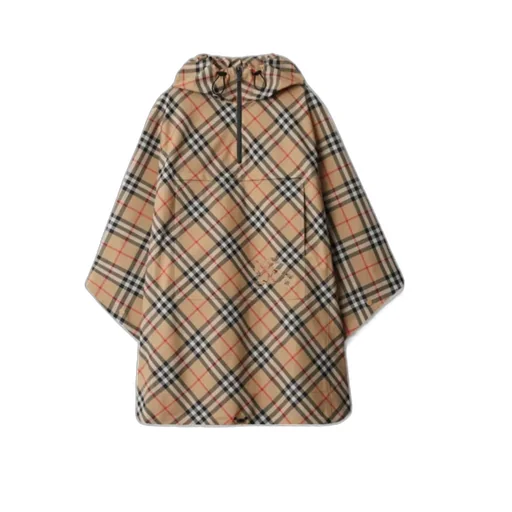Burberry Checked Hooded Half-Zipped Cape