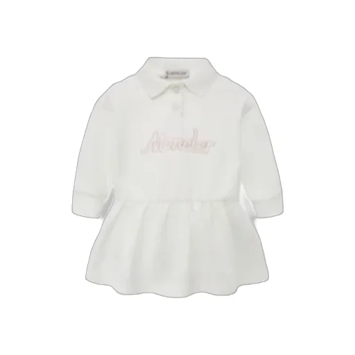 Moncler Enfant Embroidered Logo Long Sleeve Polo Dress