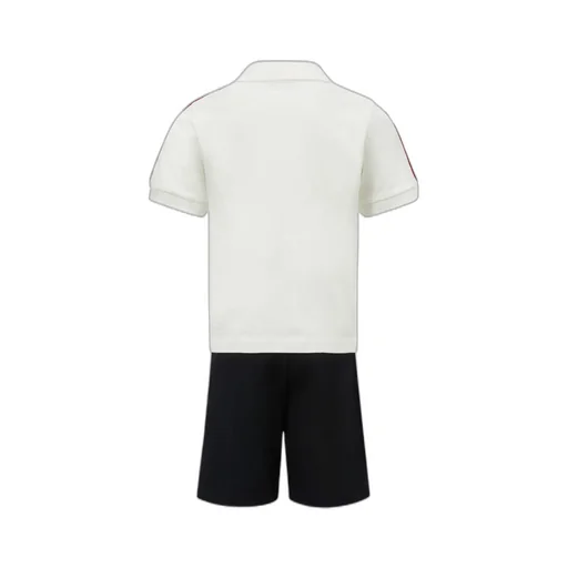 Tricolor-Trimmed Cotton Piquet Set