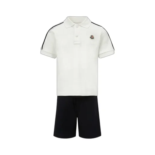 Tricolor-Trimmed Cotton Piquet Set