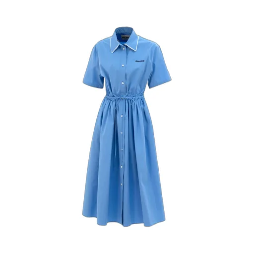 Miu Miu Drawstring Poplin Shirt Dress